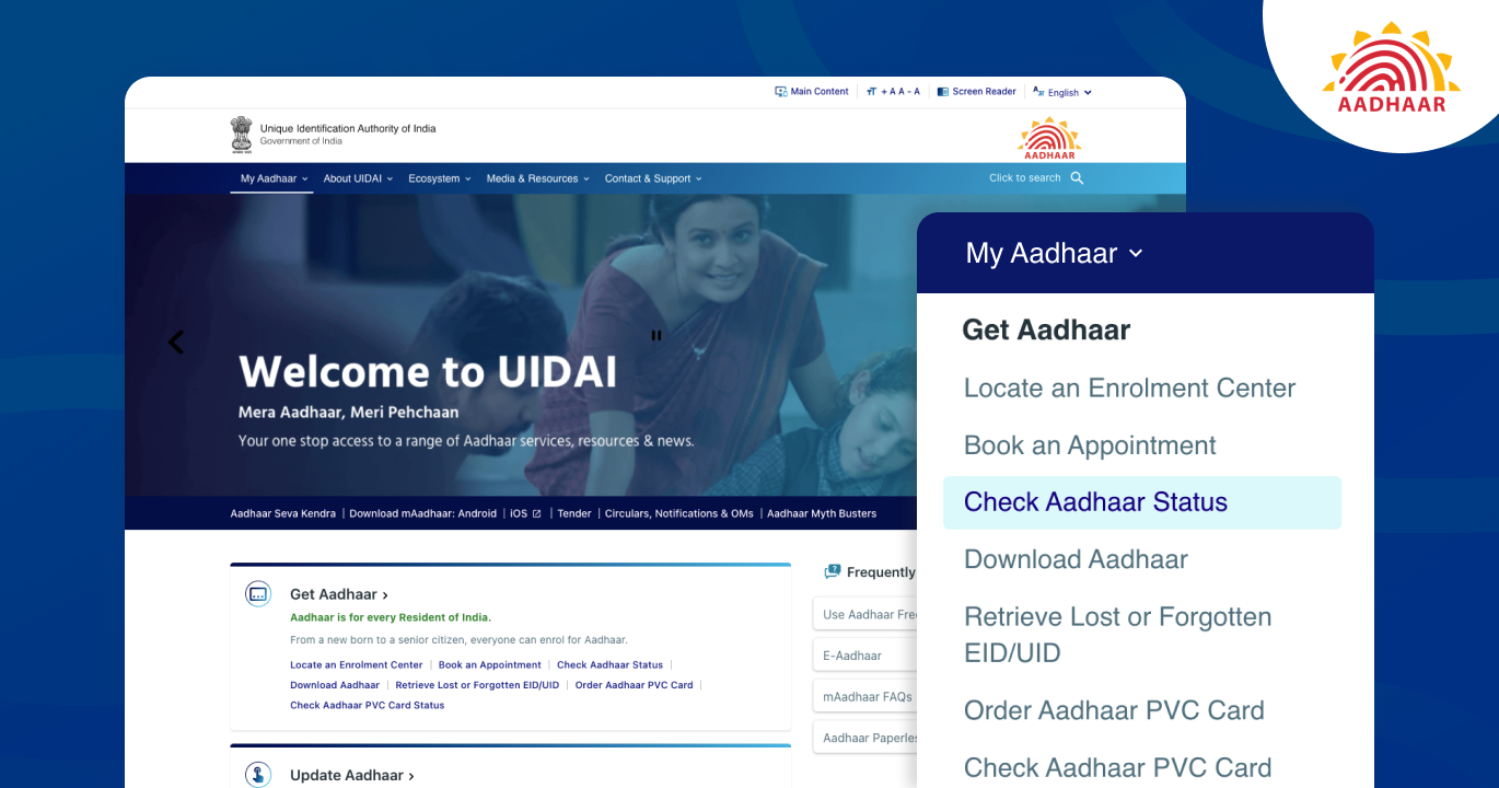 Process to check Aadhaar Card Status