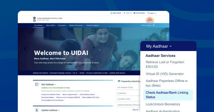 How to Check an Aadhaar/Bank Linking Status on the UIDAI Website?