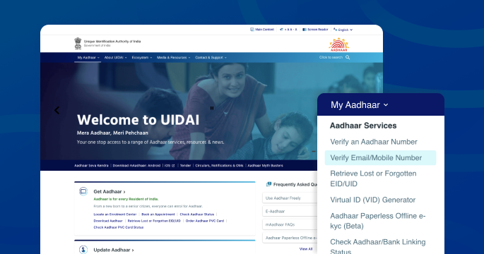 How to Verify an Email/Mobile Number through the UIDAI Website?
