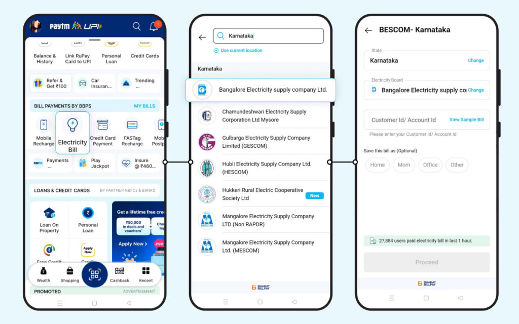 Pay BESCOM Electricity Bills On  Paytm App