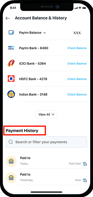 Check Transaction History on Paytm