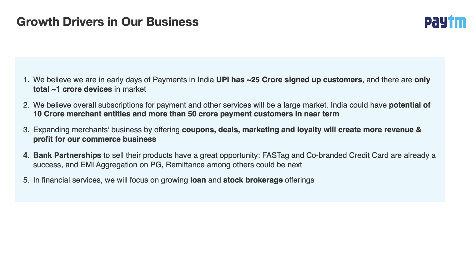 Key takeaways from Paytm meeting with group of analysts