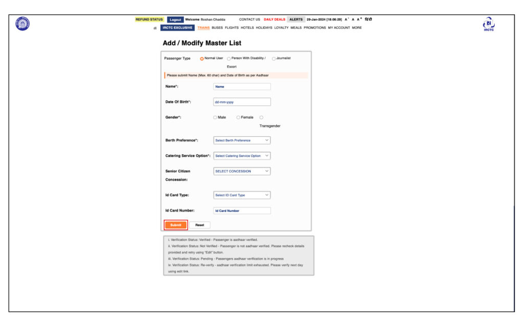 #6 Link Aadhaar to IRCTC Account to Book e-Tickets