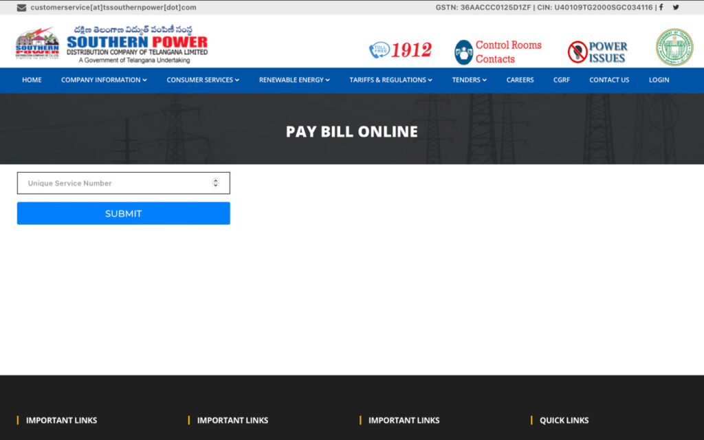 Telangana Electricity Bill Payment via Official Website
