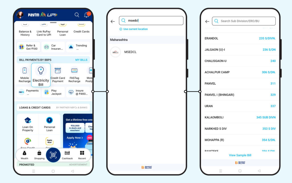 MSEB Bill Payment through Payment App Paytm