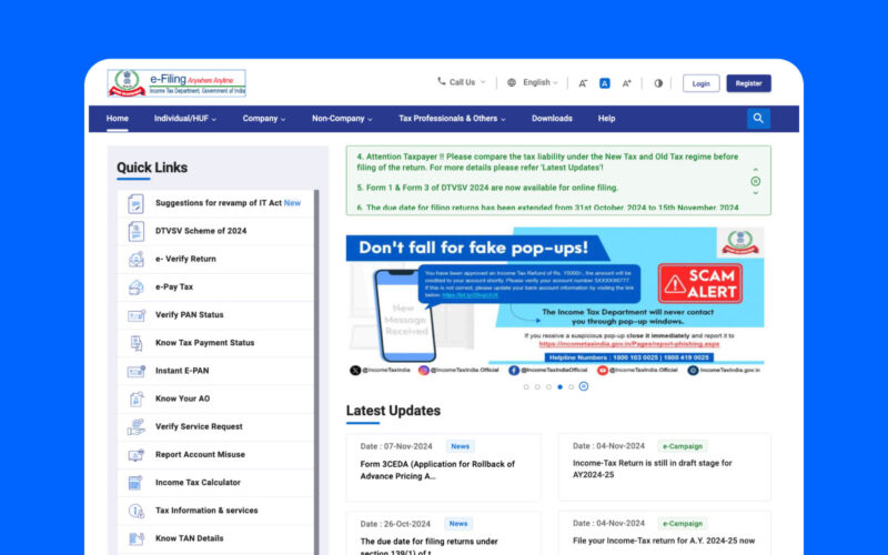 income tax portal login